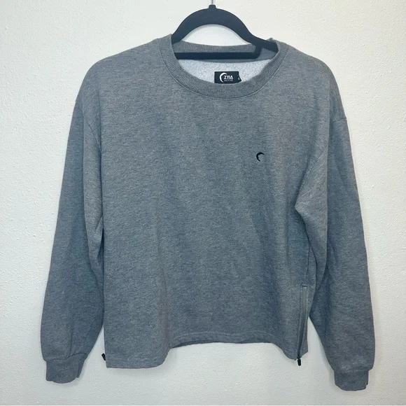 Zyia Active Gray Energetic Zipper Crewneck Sweatshirt Women's Size XSmall - Picture 4 of 13